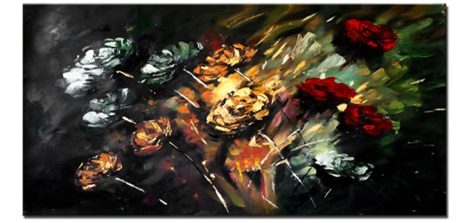 tablou abstract floral trandafiri
